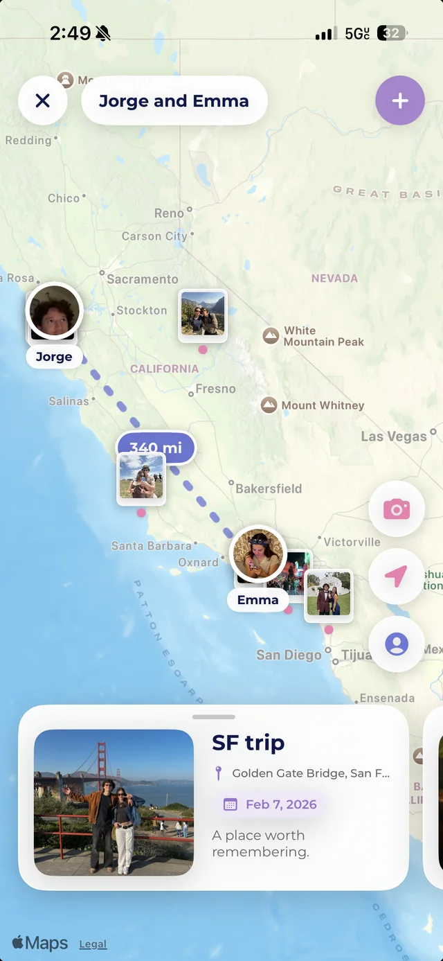 Memory map with an SF trip pinned