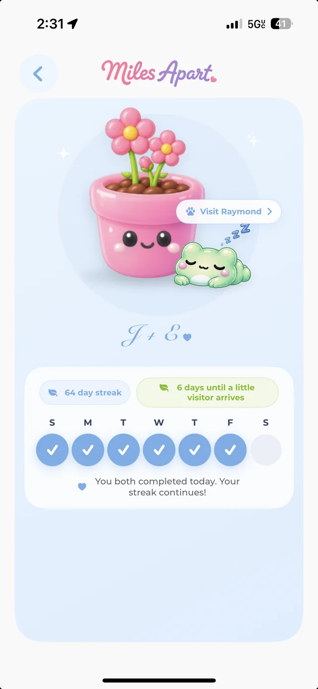 Streak calendar with the plant pet